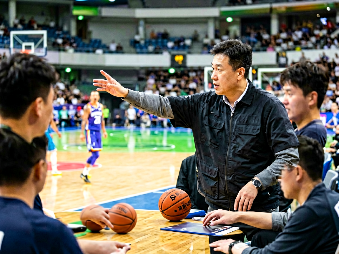 教练在场边指挥比赛战术布置